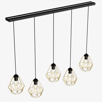 Chandelier on a string BERGEN 5xE27/60W/230V black/gold