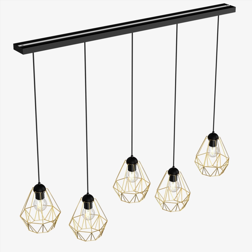 Chandelier on a string BERGEN 5xE27/60W/230V black/gold
