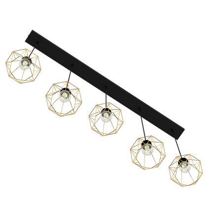 Chandelier on a string BERGEN 5xE27/60W/230V black/gold