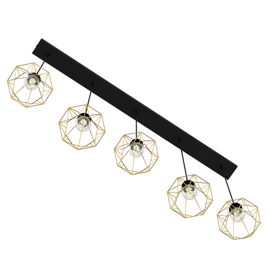 Chandelier on a string BERGEN 5xE27/60W/230V black/gold
