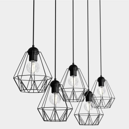 Chandelier on a string BERGEN 5xE27/60W/230V black
