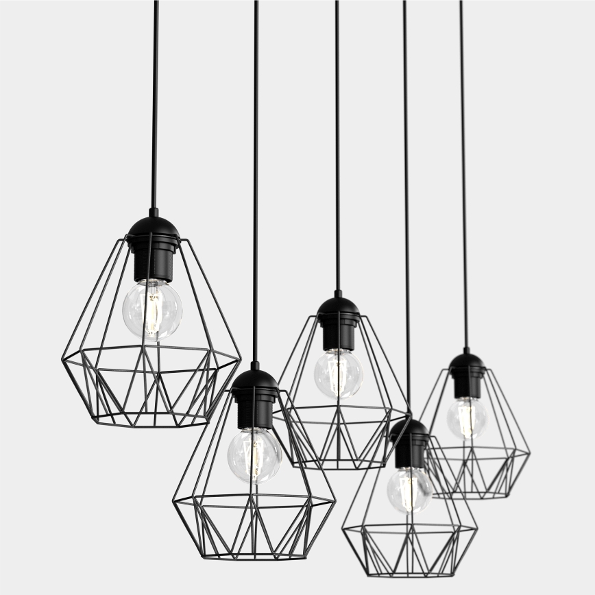 Chandelier on a string BERGEN 5xE27/60W/230V black