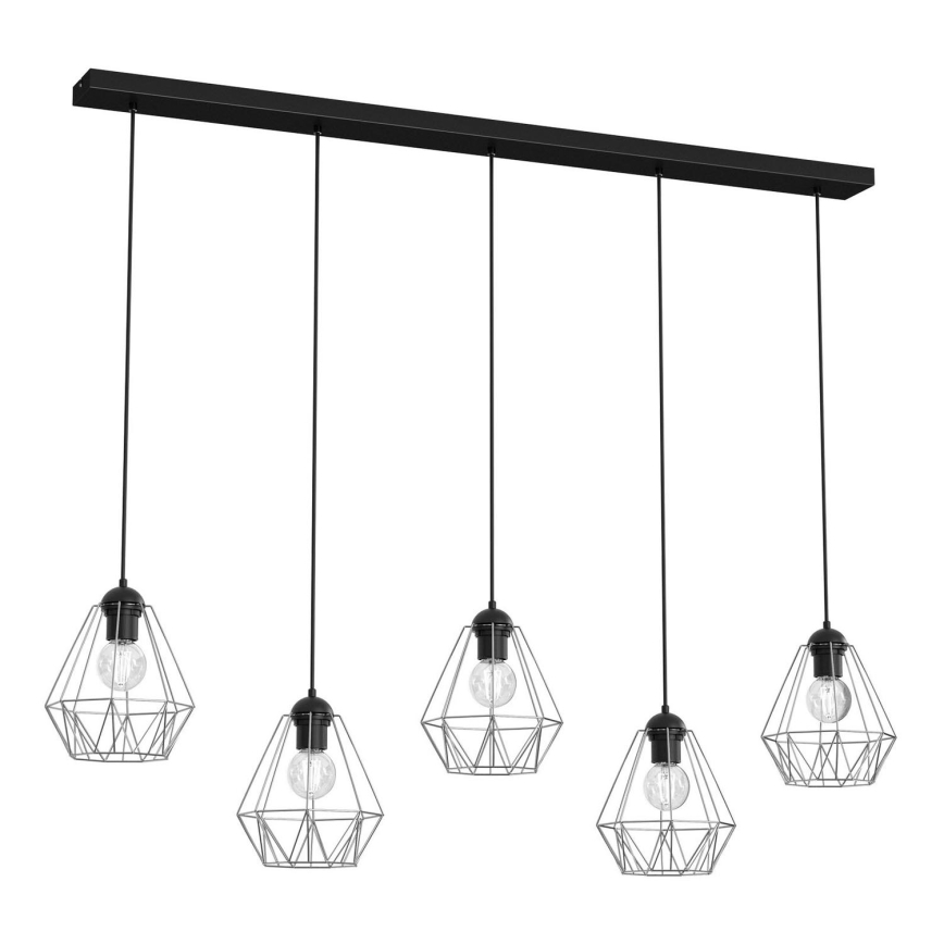 Chandelier on a string BERGEN 5xE27/60W/230V black/shiny chrome