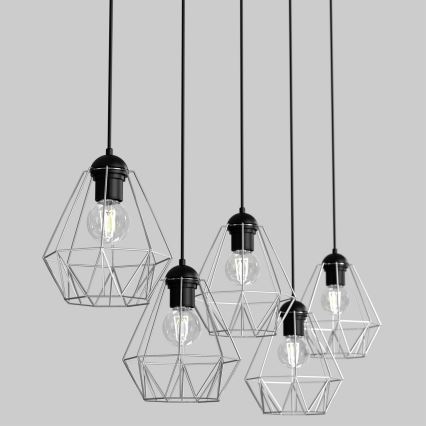 Chandelier on a string BERGEN 5xE27/60W/230V black/shiny chrome