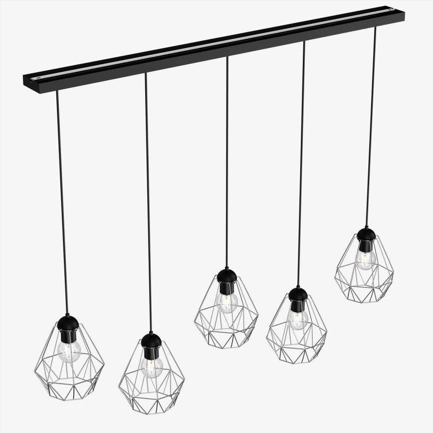 Chandelier on a string BERGEN 5xE27/60W/230V black/shiny chrome