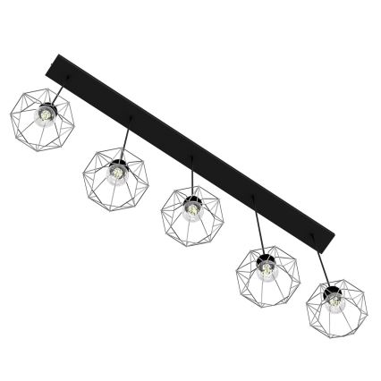 Chandelier on a string BERGEN 5xE27/60W/230V black/shiny chrome