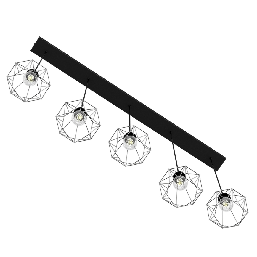 Chandelier on a string BERGEN 5xE27/60W/230V black/shiny chrome