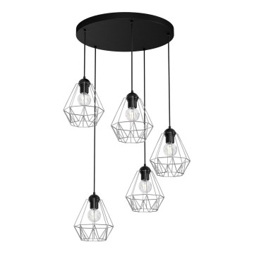 Chandelier on a string BERGEN 5xE27/60W/230V black/shiny chrome