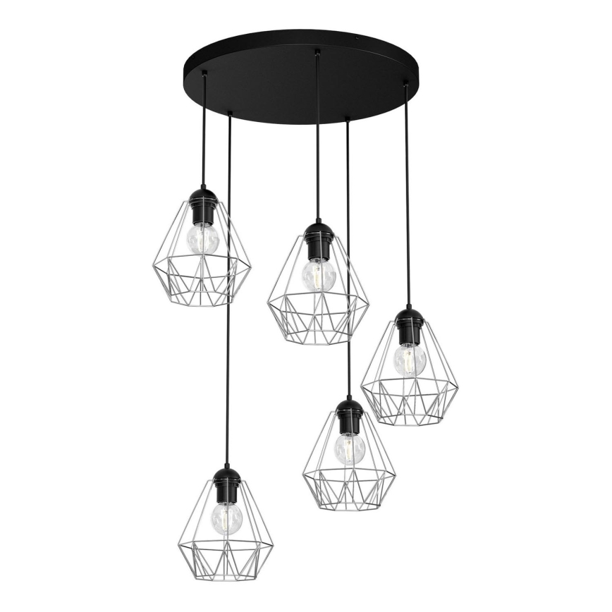 Chandelier on a string BERGEN 5xE27/60W/230V black/shiny chrome