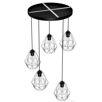 Chandelier on a string BERGEN 5xE27/60W/230V black/shiny chrome