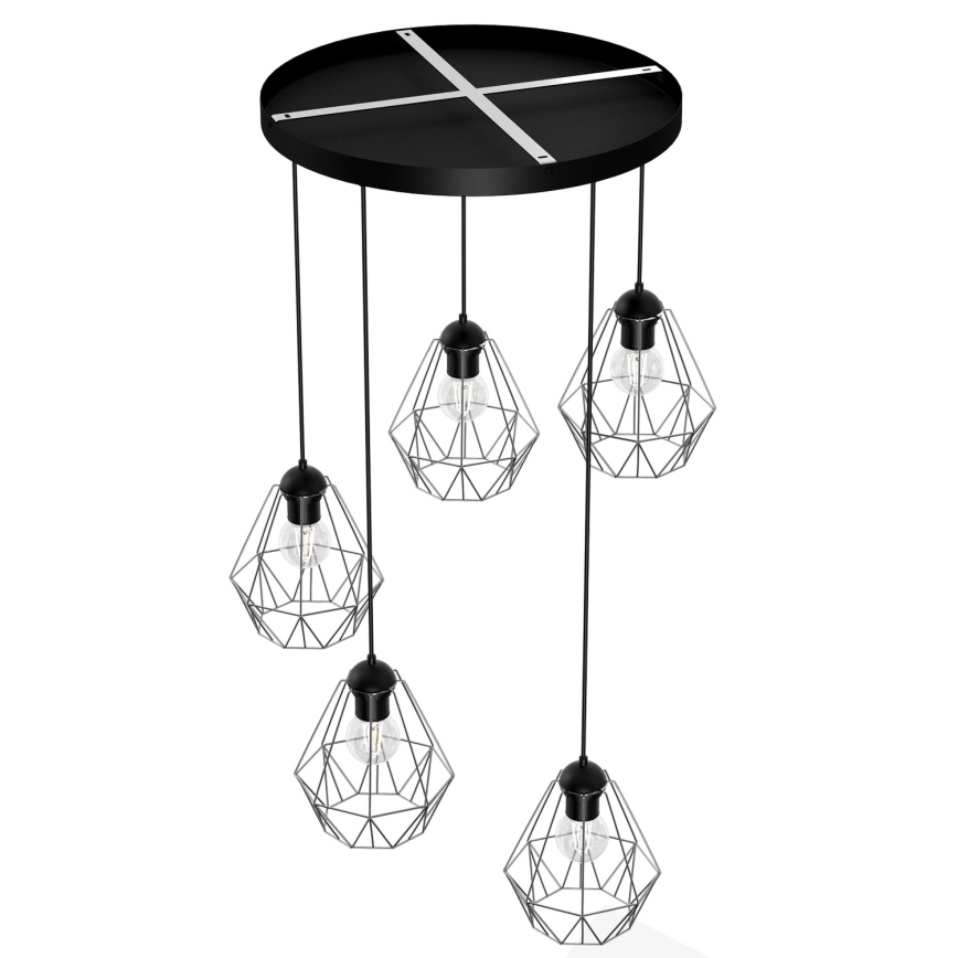 Chandelier on a string BERGEN 5xE27/60W/230V black/shiny chrome