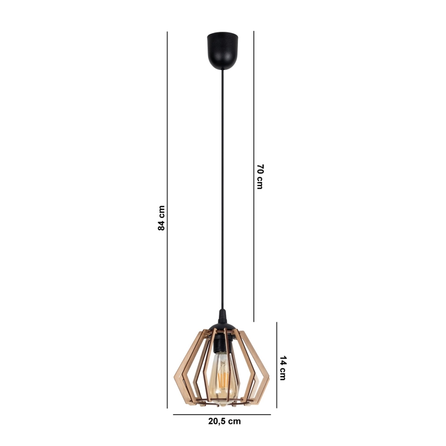 Chandelier on a string BERGO 1xE27/60W/230V black