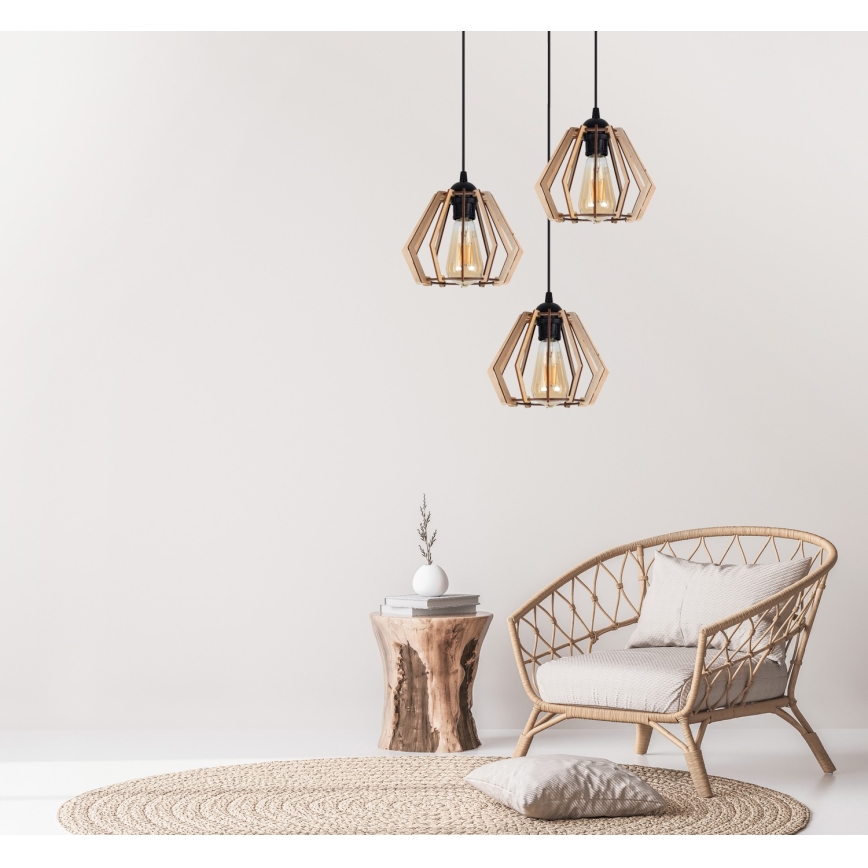 Chandelier on a string BERGO 3xE27/60W/230V black