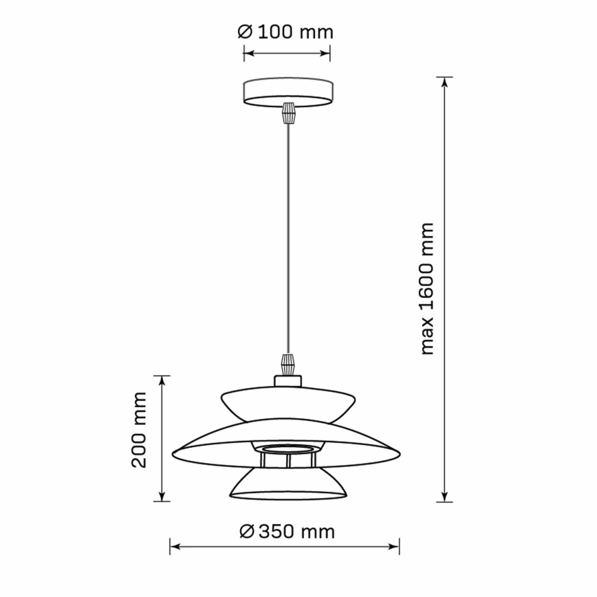 Chandelier on a string BERIT 1xE27/20W/230V black