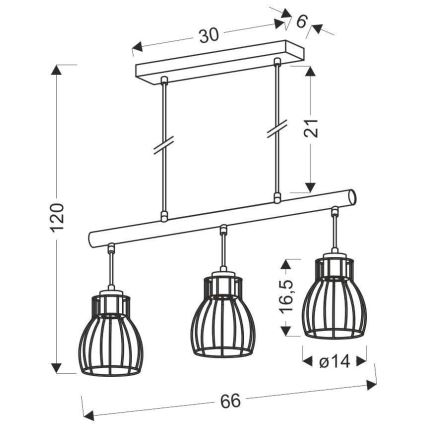 Chandelier on a string BERNITA 3xE27/60W/230V