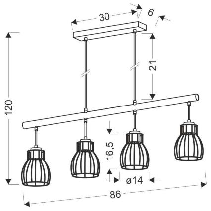 Chandelier on a string BERNITA 4xE27/60W/230V