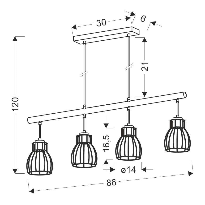 Chandelier on a string BERNITA 4xE27/60W/230V