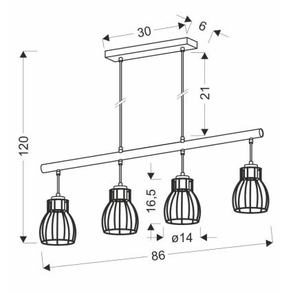 Chandelier on a string BERNITA 4xE27/60W/230V