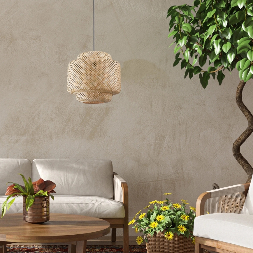 Chandelier on a string BERTA 1xE27/20W/230V d. 40 cm bamboo