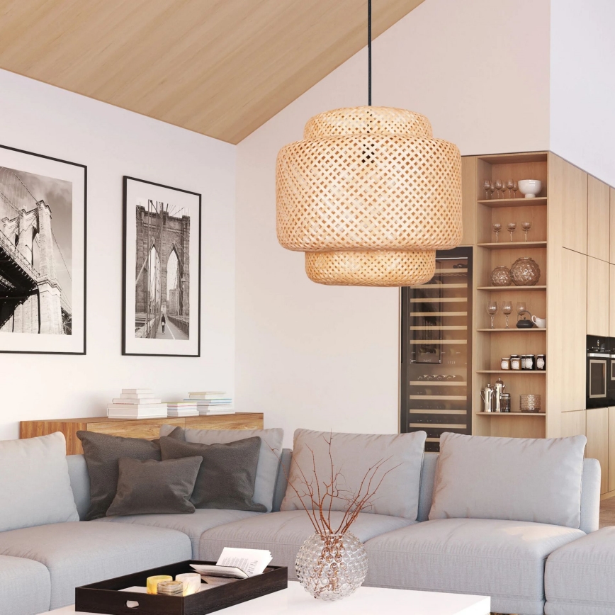 Chandelier on a string BERTA 1xE27/20W/230V d. 50 cm bamboo