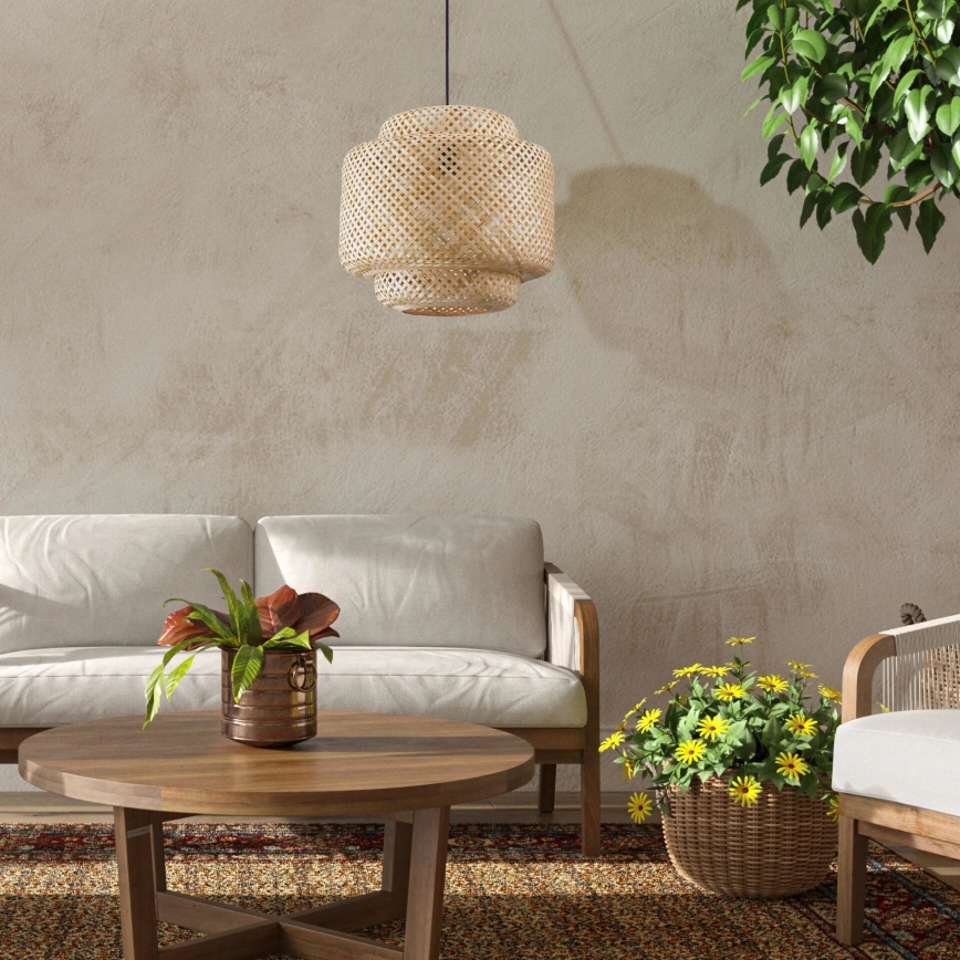 Chandelier on a string BERTA 1xE27/20W/230V d. 50 cm bamboo
