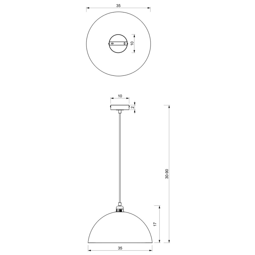 Chandelier on a string BETA 1xE27/60W/230V d. 35 cm black