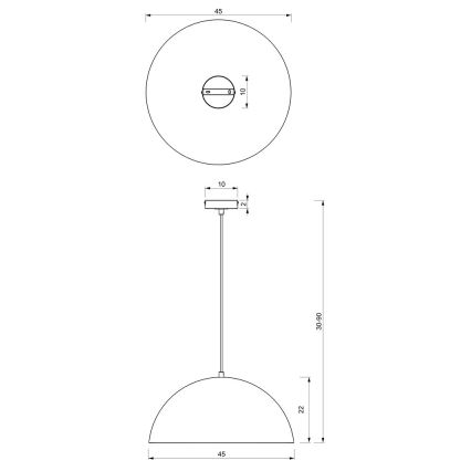 Chandelier on a string BETA 1xE27/60W/230V d. 45 cm black