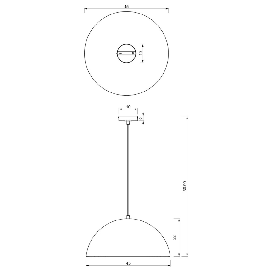 Chandelier on a string BETA 1xE27/60W/230V d. 45 cm black