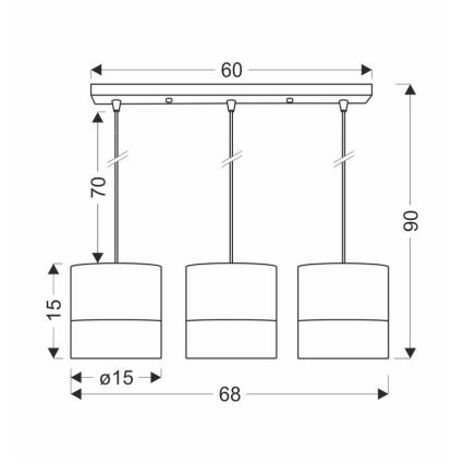 Chandelier on a string BIANCO 3xE27/40W/230V white/brown
