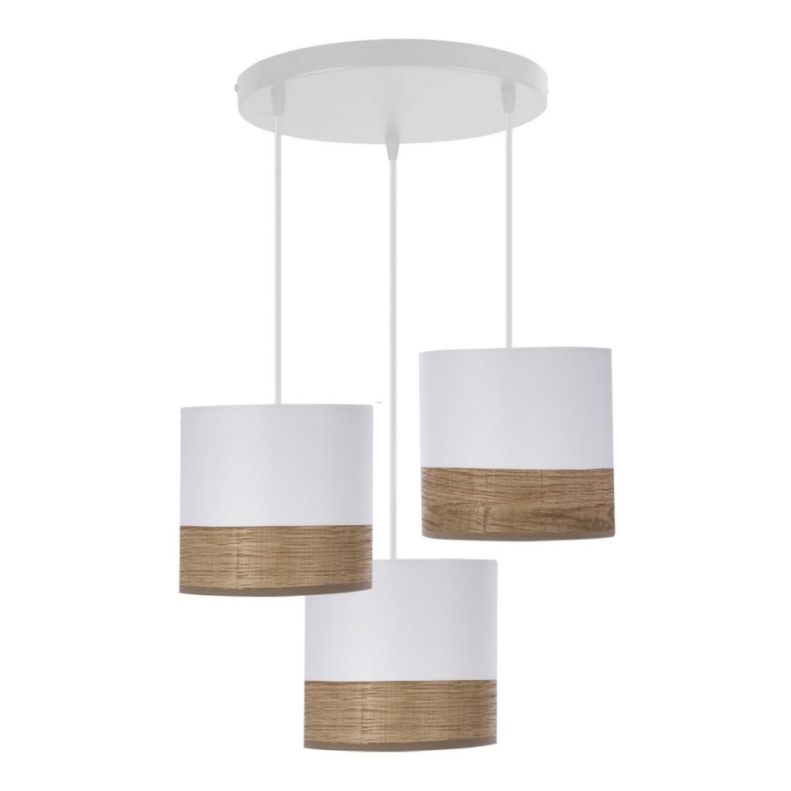 Chandelier on a string BIANCO 3xE27/40W/230V white/brown