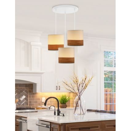Chandelier on a string BIANCO 3xE27/40W/230V white/brown