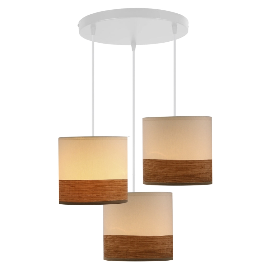 Chandelier on a string BIANCO 3xE27/40W/230V white/brown