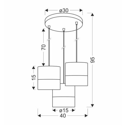 Chandelier on a string BIANCO 3xE27/40W/230V white/brown