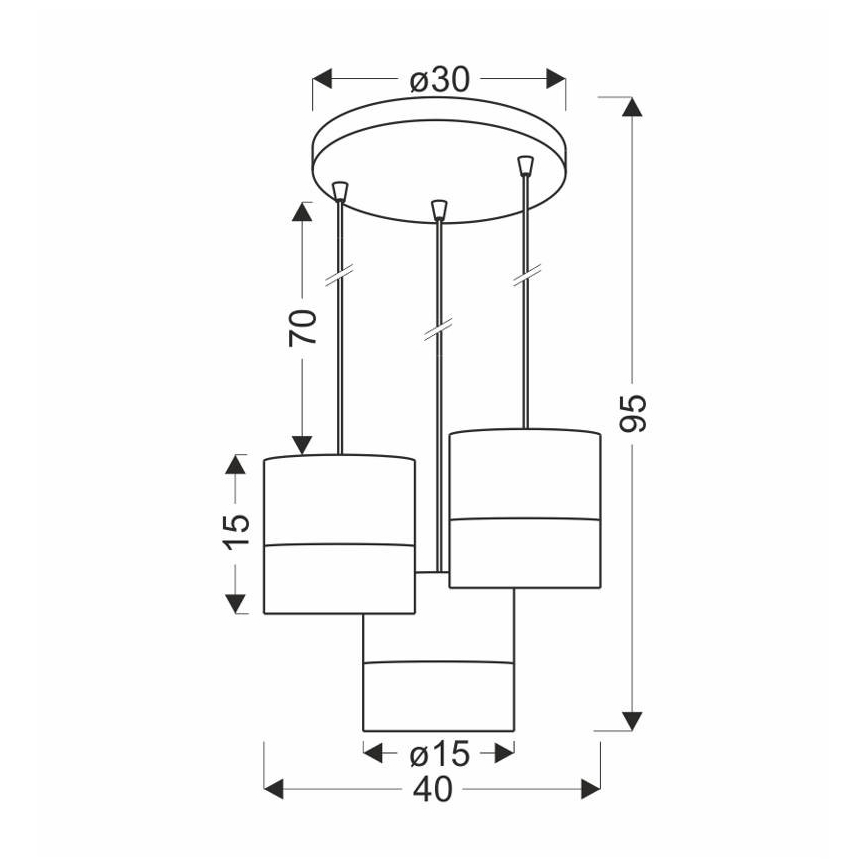 Chandelier on a string BIANCO 3xE27/40W/230V white/brown