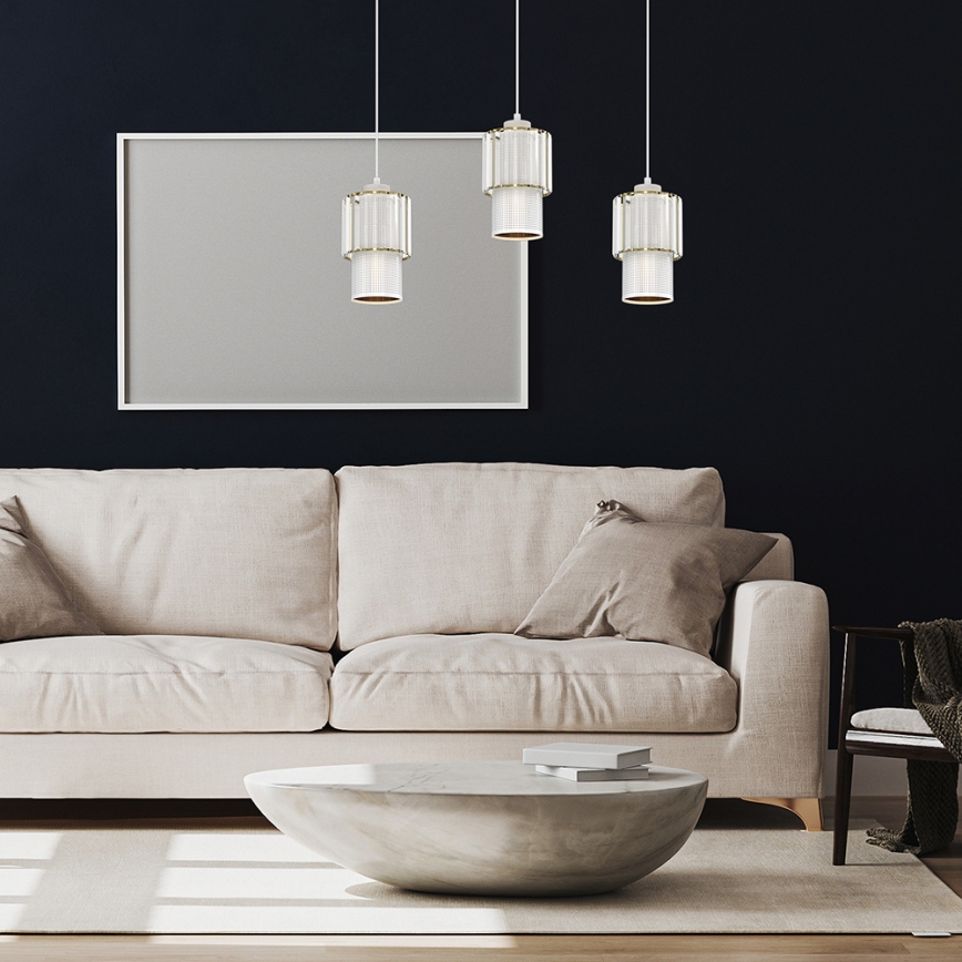 Chandelier on a string BLANCO 3xE27/60W/230V white