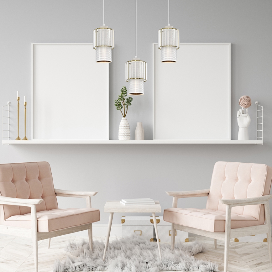 Chandelier on a string BLANCO 3xE27/60W/230V white