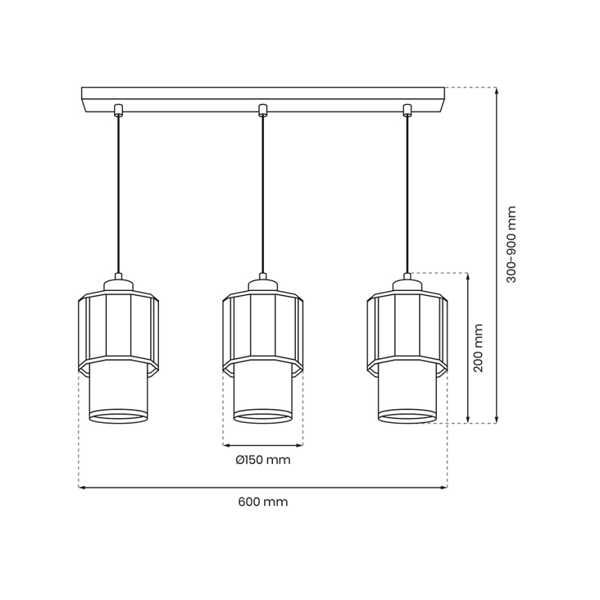 Chandelier on a string BLANCO 3xE27/60W/230V white