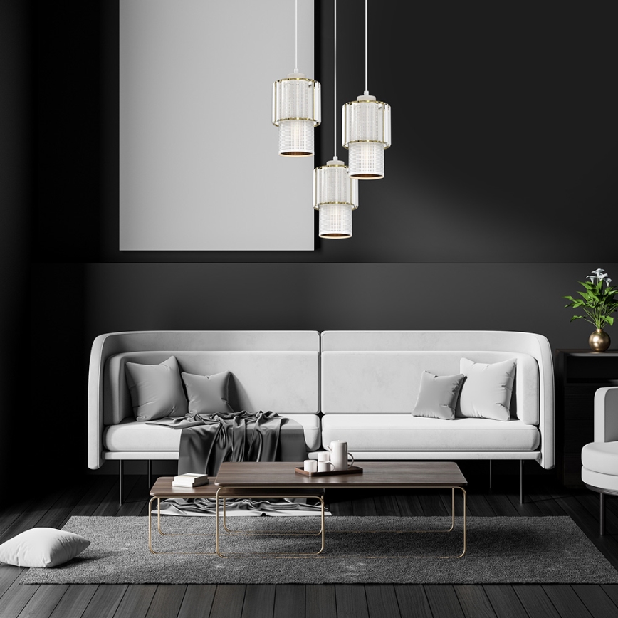 Chandelier on a string BLANCO 3xE27/60W/230V white