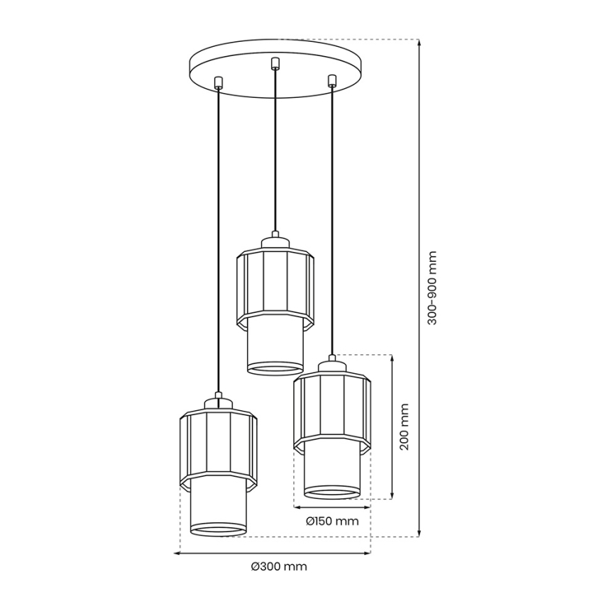 Chandelier on a string BLANCO 3xE27/60W/230V white