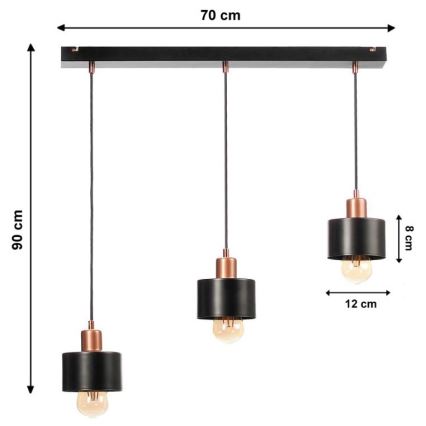 Chandelier on a string BODO 3xE27/60W/230V