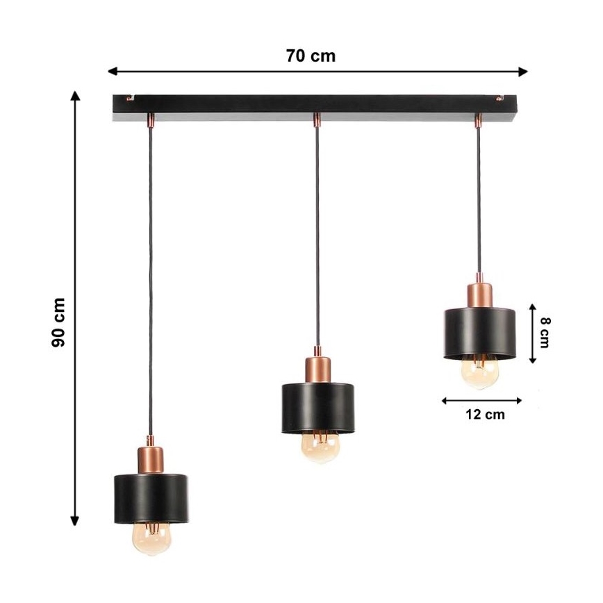 Chandelier on a string BODO 3xE27/60W/230V