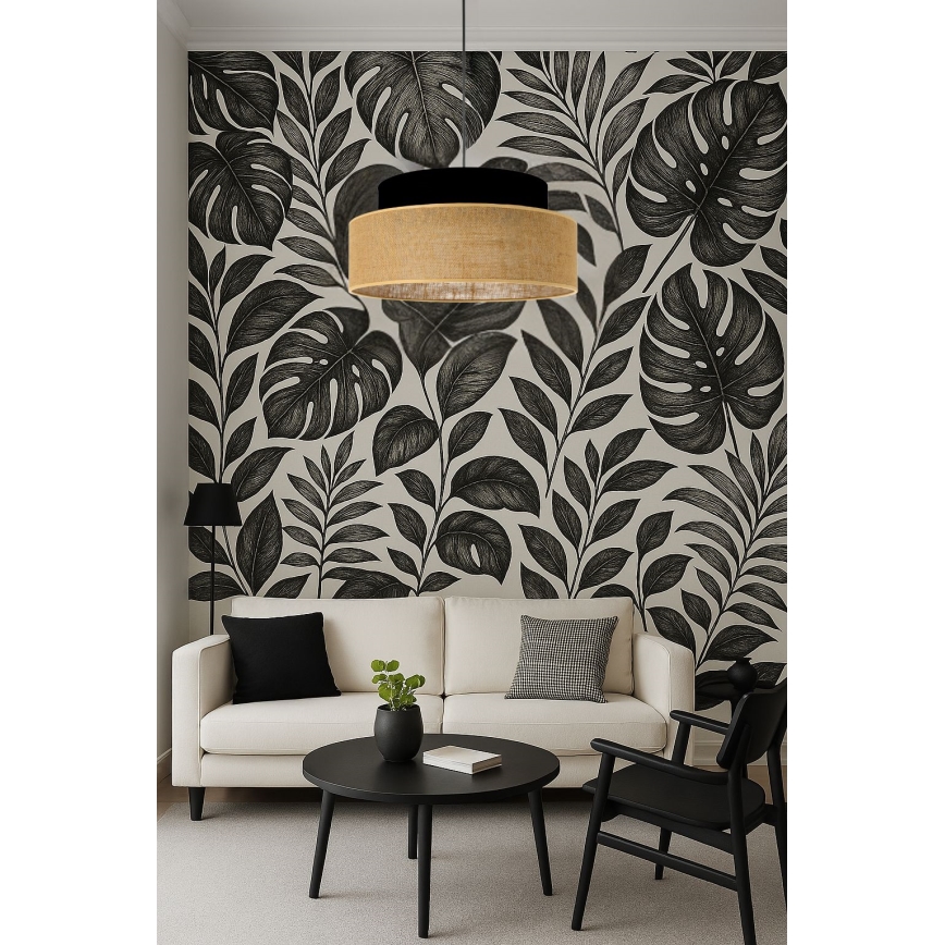 Chandelier on a string BOHO 1xE27/60W/230V black/beige