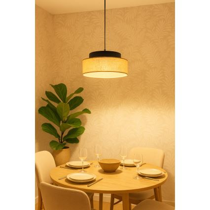 Chandelier on a string BOHO 1xE27/60W/230V black/beige