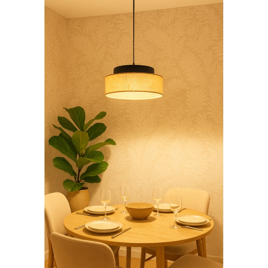 Chandelier on a string BOHO 1xE27/60W/230V black/beige