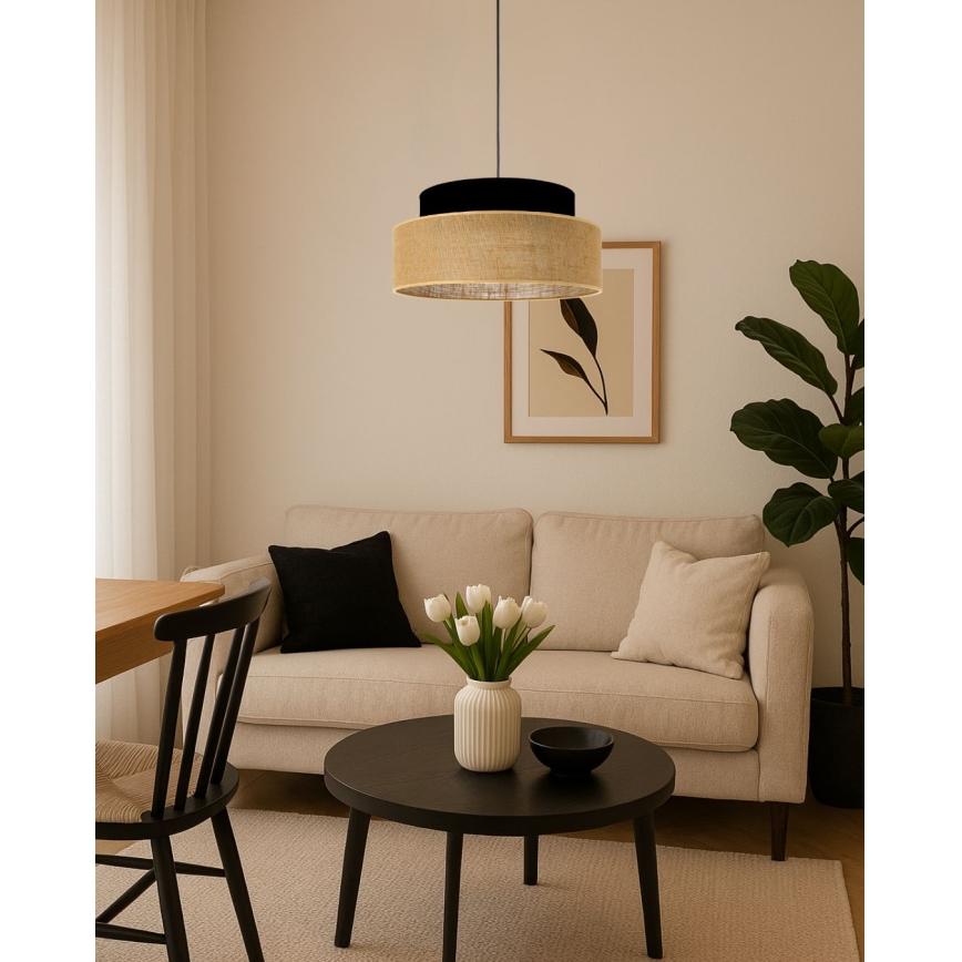 Chandelier on a string BOHO 1xE27/60W/230V black/beige