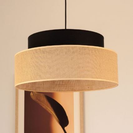 Chandelier on a string BOHO 1xE27/60W/230V black/beige
