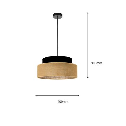 Chandelier on a string BOHO 1xE27/60W/230V black/beige