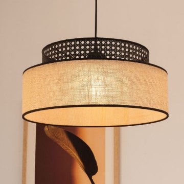 Chandelier on a string BOHO 1xE27/60W/230V black/rattan