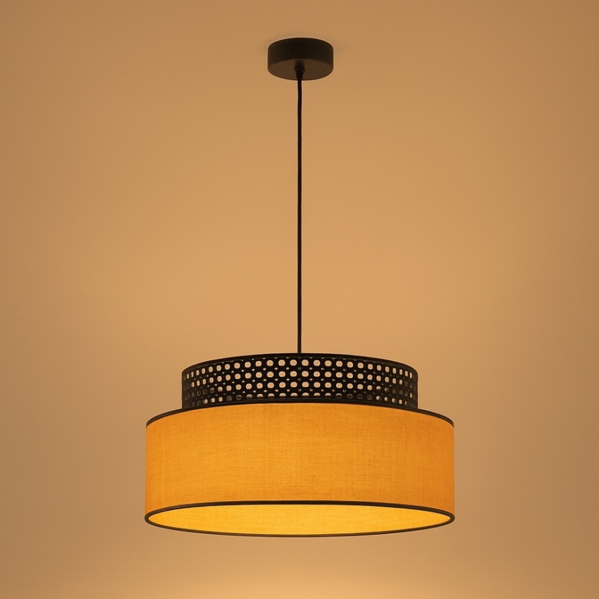 Chandelier on a string BOHO 1xE27/60W/230V black/rattan
