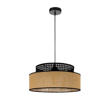 Chandelier on a string BOHO 1xE27/60W/230V black/rattan